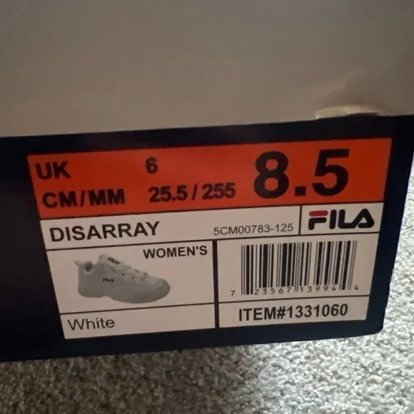NEW/NIB FILA Disarray Women's White Sneakers Size 8.5 5CM00783-125 Item #1331060 - Picture 2 of 8